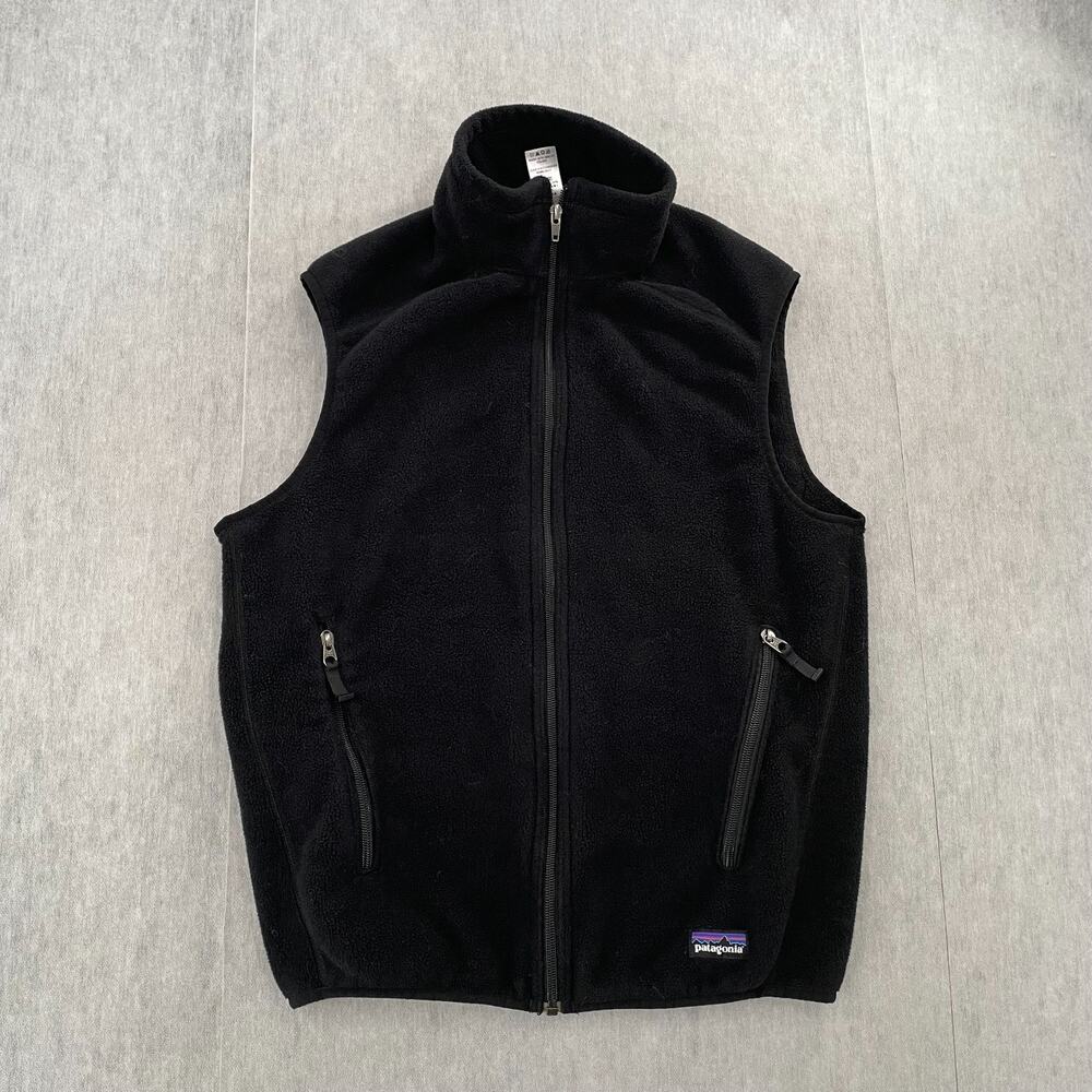 VINTAGE Patagonia Sweater Vest Adult Small Black Synchilla Fleece Full Zip Men S